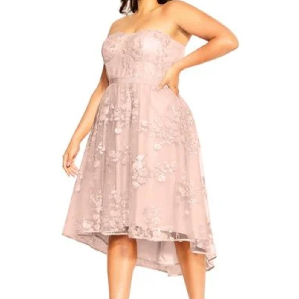 City Chic hi lo strapless beaded dress